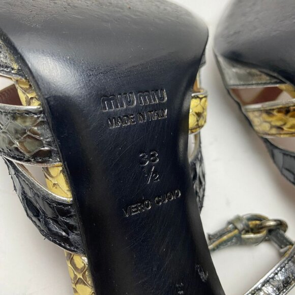 Miu Miu Snakeskin Print Leather Strappy Heels Size 38.5 - Picture 11 of 12